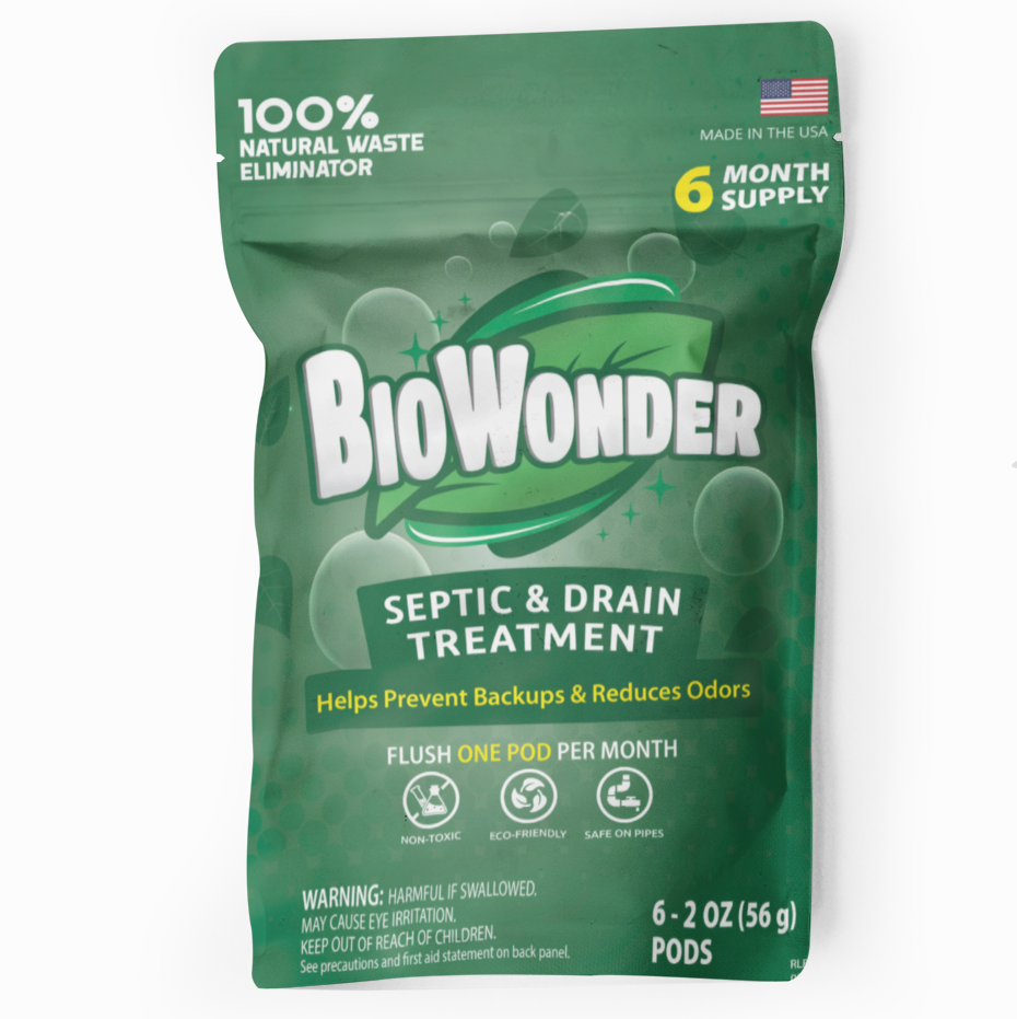 Biowonder Septic Tank Treatment Packets - Dissolvable Natural Bacteria Pods - Prevent Sewage Backups & Smelly Drains - Easily Flushable
