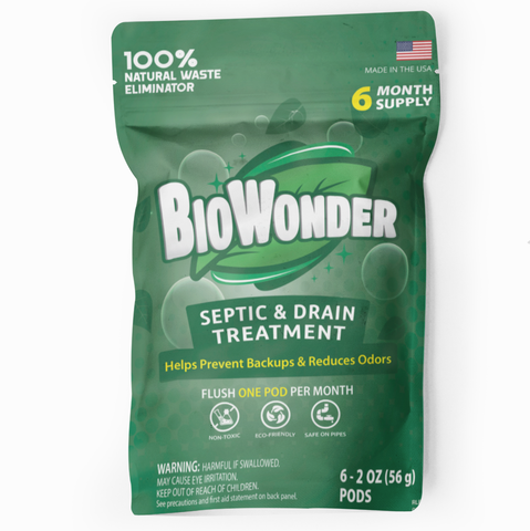 Biowonder Septic Tank Treatment Packets - Dissolvable Natural Bacteria Pods - Prevent Sewage Backups & Smelly Drains - Easily Flushable